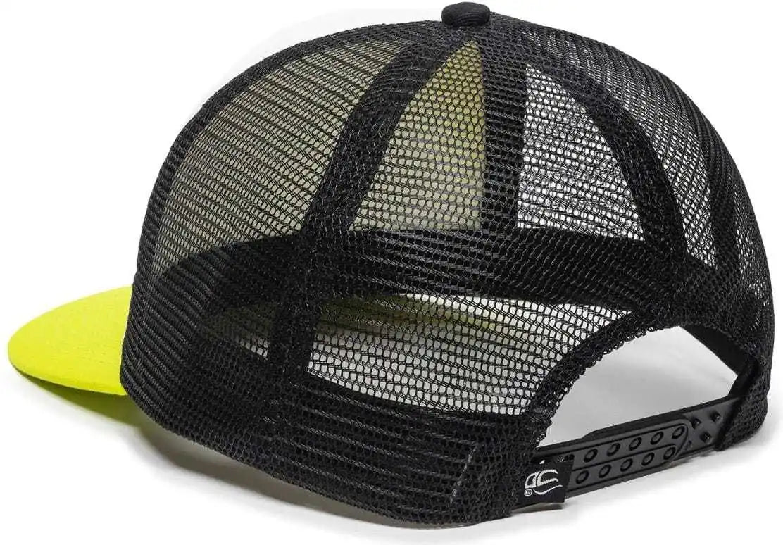 Oc Sports Fom-100 Adjustable Mesh Back Cap - White Black Neon Yellow - 6 7/8’’ - 7 1/2’’