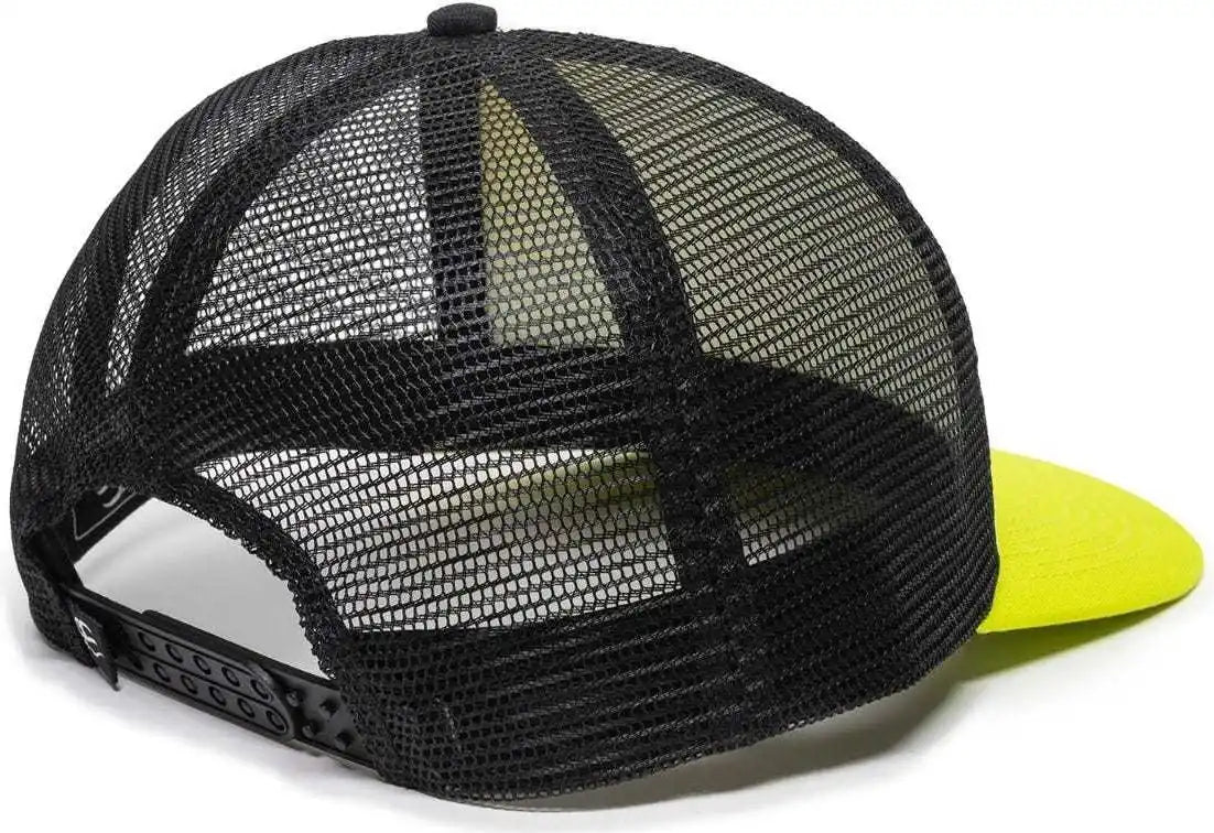 Oc Sports Fom-100 Adjustable Mesh Back Cap - White Black Neon Yellow - 6 7/8’’ - 7 1/2’’