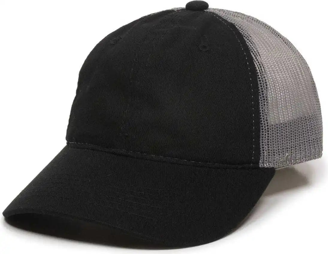 Oc Sports Fwt-130 Garment Wash Mesh Back Baseball Cap - Black Dark Gray - 6 7/8’’ - 7 1/2’’