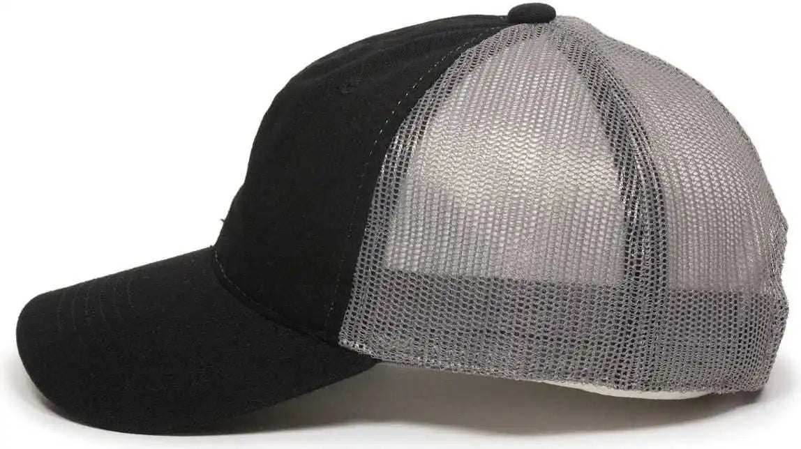 Oc Sports Fwt-130 Garment Wash Mesh Back Baseball Cap - Black Dark Gray - 6 7/8’’ - 7 1/2’’
