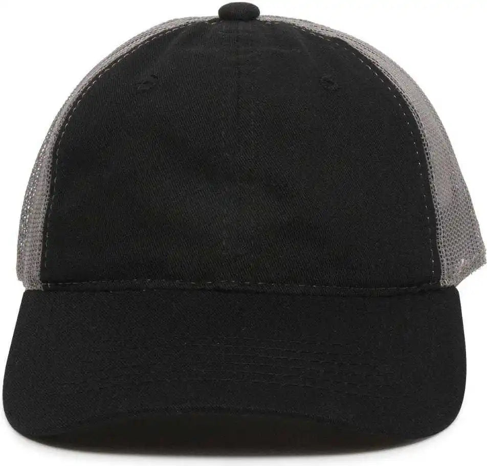 Oc Sports Fwt-130 Garment Wash Mesh Back Baseball Cap - Black Dark Gray - 6 7/8’’ - 7 1/2’’