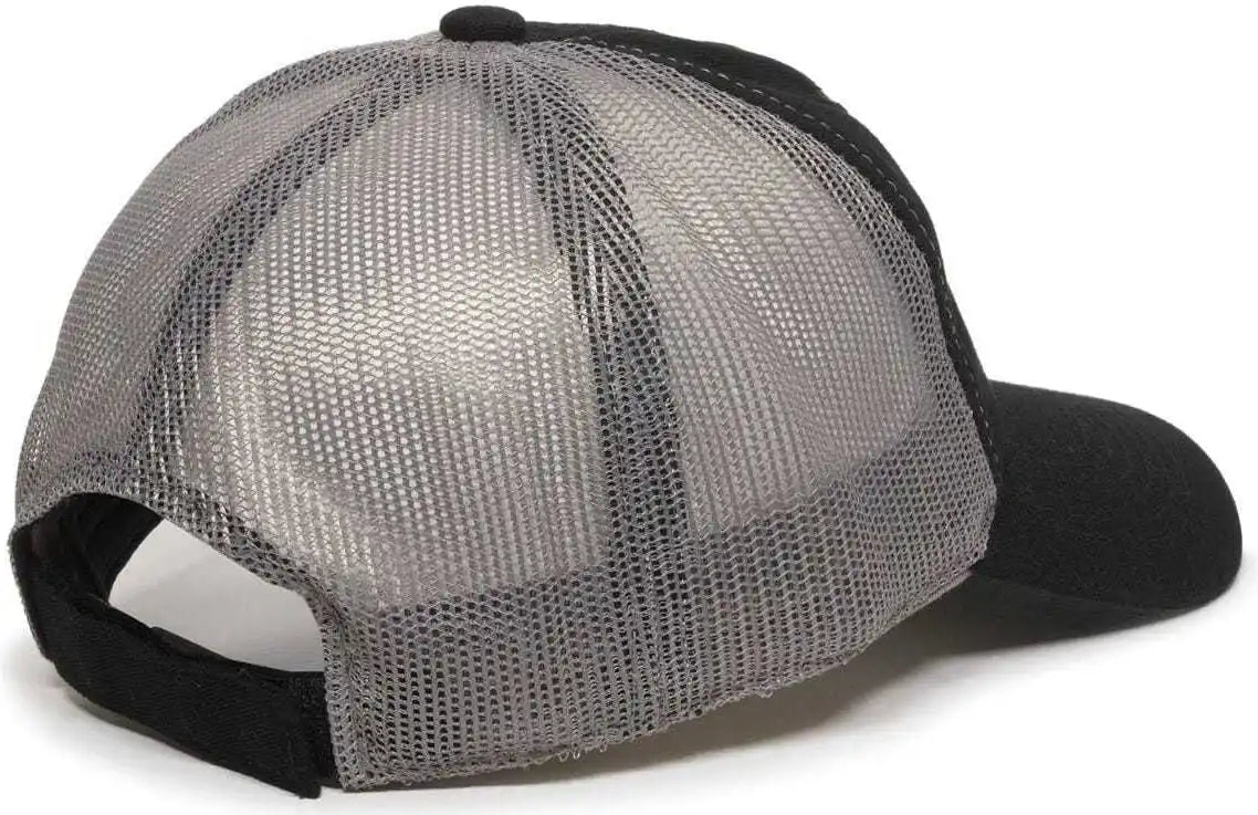 Oc Sports Fwt-130 Garment Wash Mesh Back Baseball Cap - Black Dark Gray - 6 7/8’’ - 7 1/2’’