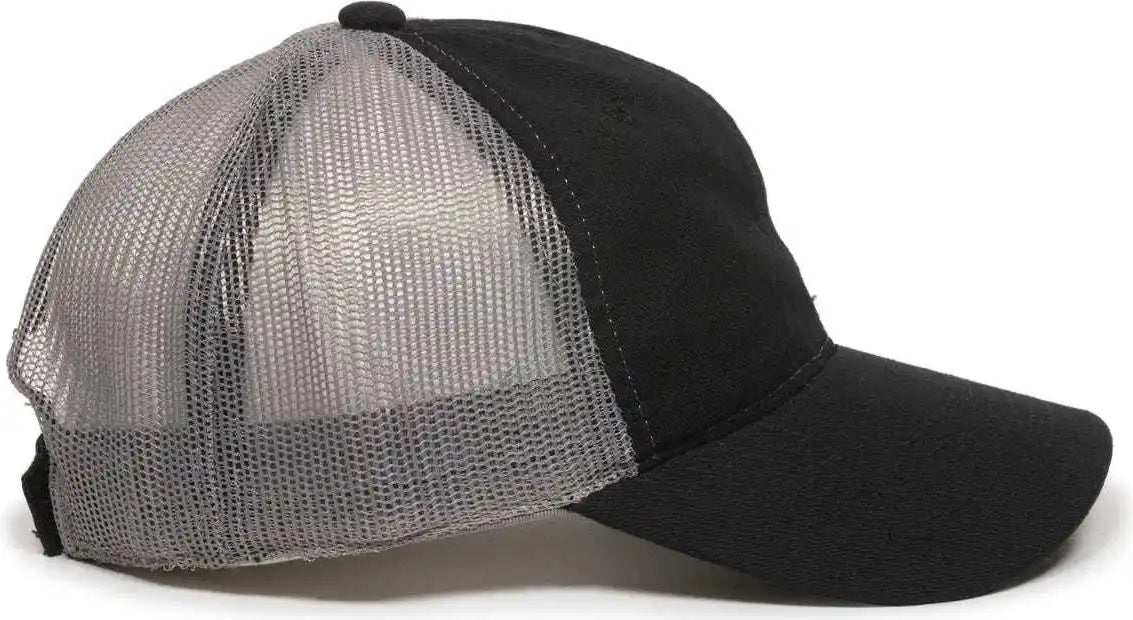 Oc Sports Fwt-130 Garment Wash Mesh Back Baseball Cap - Black Dark Gray - 6 7/8’’ - 7 1/2’’