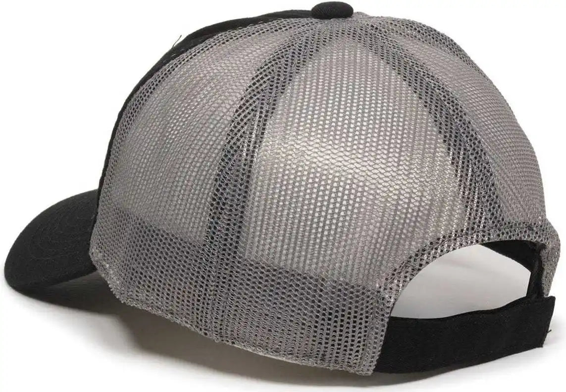 Oc Sports Fwt-130 Garment Wash Mesh Back Baseball Cap - Black Dark Gray - 6 7/8’’ - 7 1/2’’