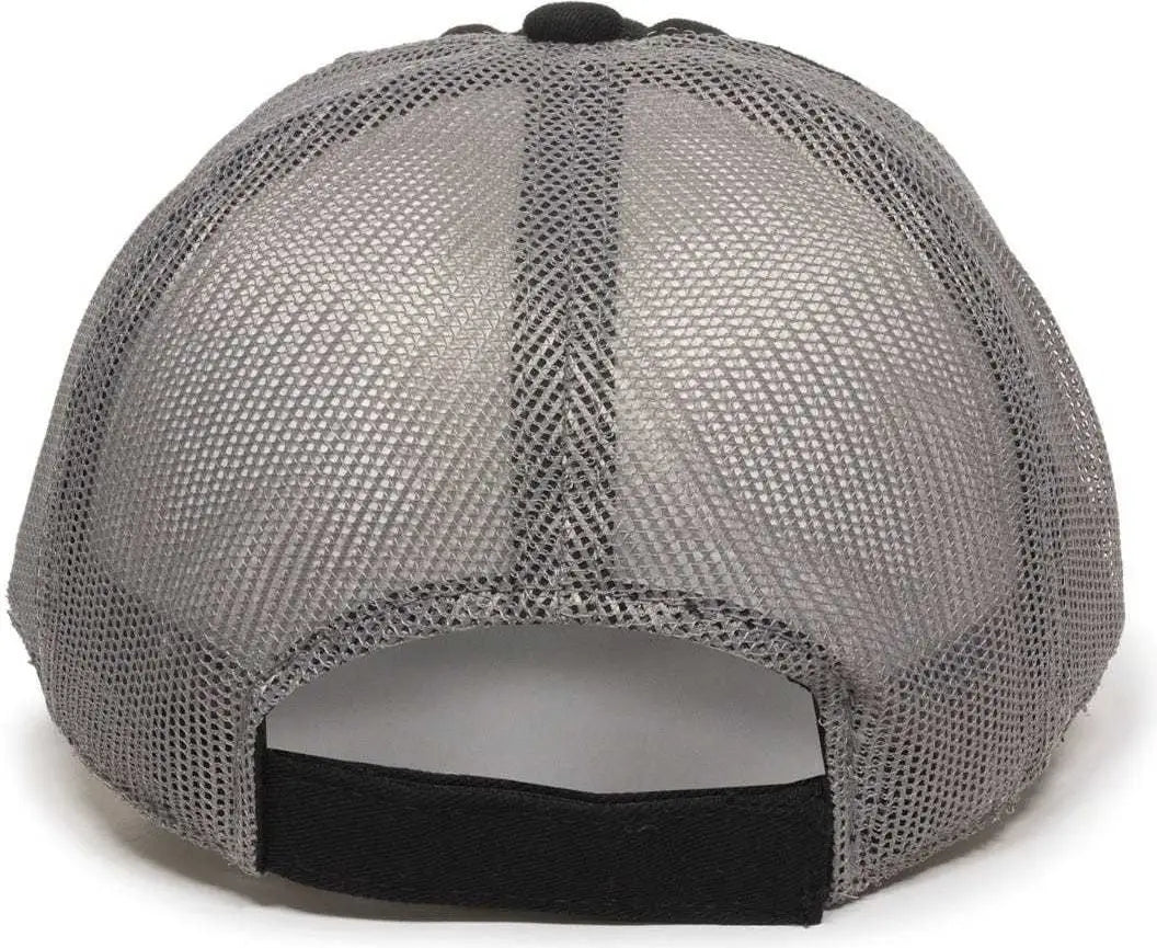 Oc Sports Fwt-130 Garment Wash Mesh Back Baseball Cap - Black Dark Gray - 6 7/8’’ - 7 1/2’’