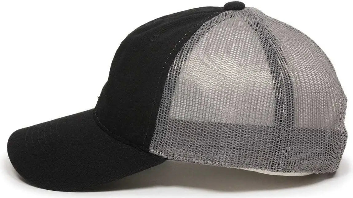 Oc Sports Fwt-130 Garment Wash Mesh Back Baseball Cap - Black Dark Gray - 6 7/8’’ - 7 1/2’’