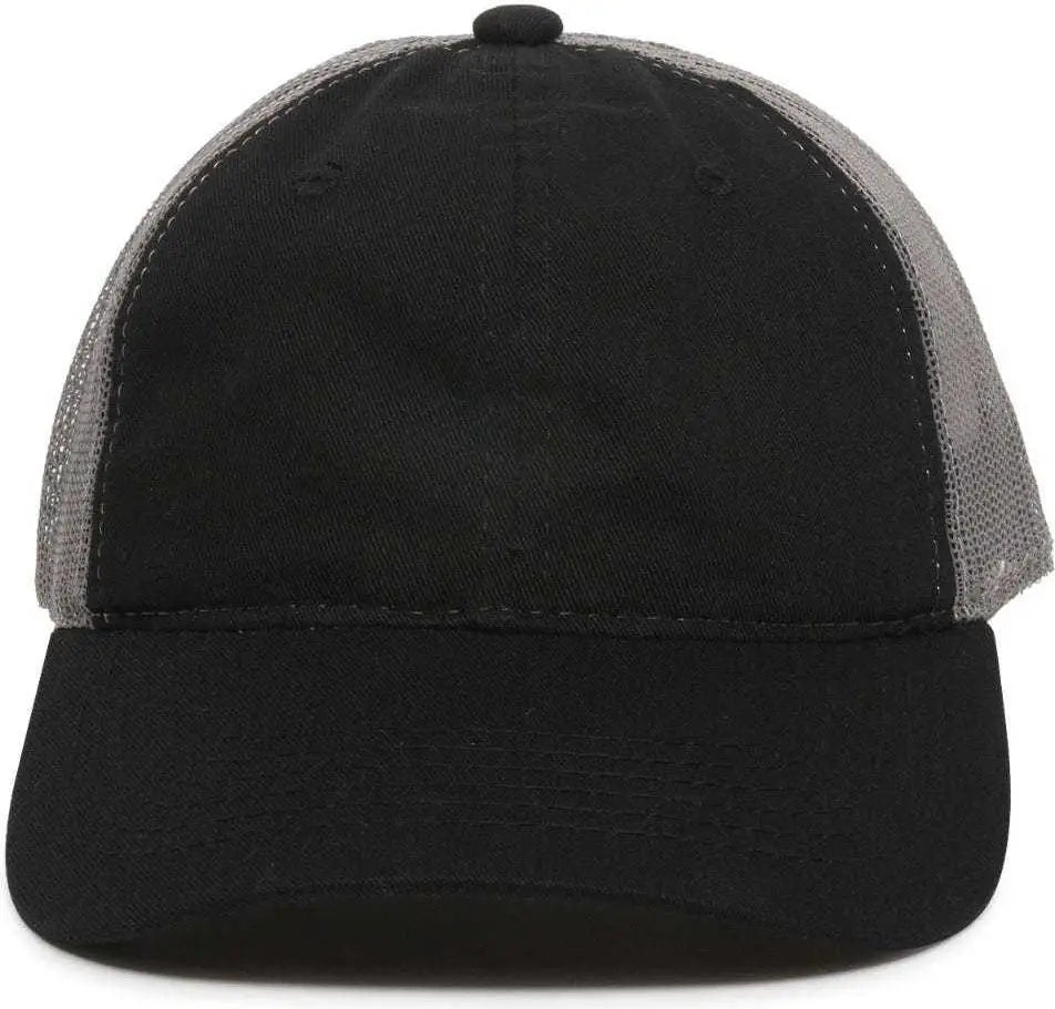 Oc Sports Fwt-130 Garment Wash Mesh Back Baseball Cap - Black Dark Gray - 6 7/8’’ - 7 1/2’’
