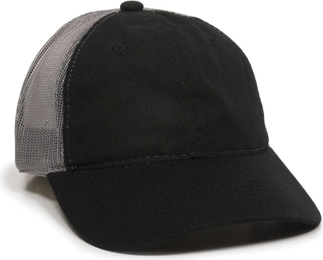 Oc Sports Fwt-130 Garment Wash Mesh Back Baseball Cap - Black Dark Gray - 6 7/8’’ - 7 1/2’’