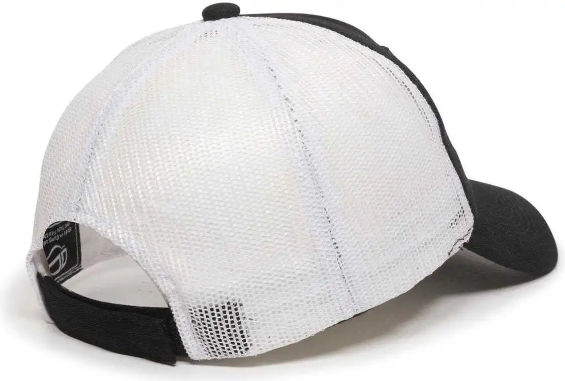 Oc Sports Fwt-130 Garment Wash Mesh Back Baseball Cap - Black White