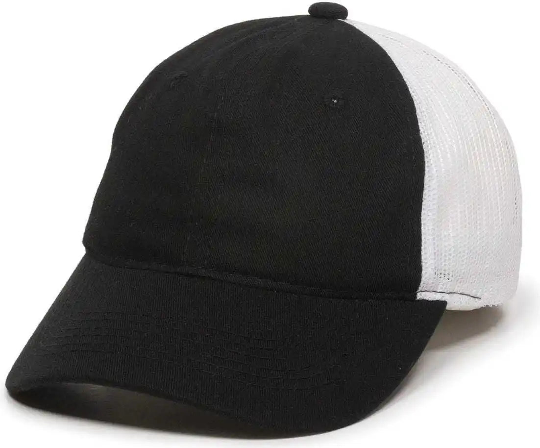 Oc Sports Fwt-130 Garment Wash Mesh Back Baseball Cap - Black White
