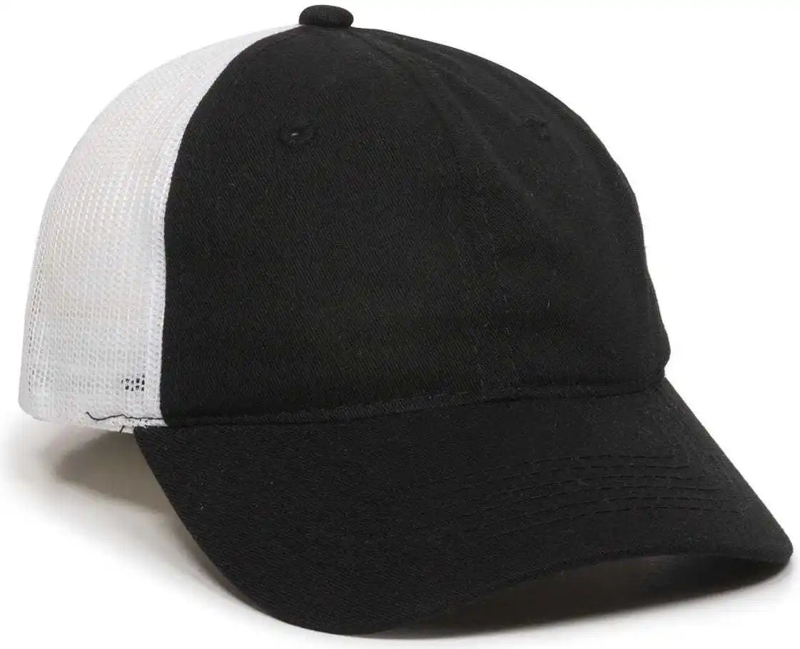 Oc Sports Fwt-130 Garment Wash Mesh Back Baseball Cap - Black White - 6 3/8’’ - 7’’