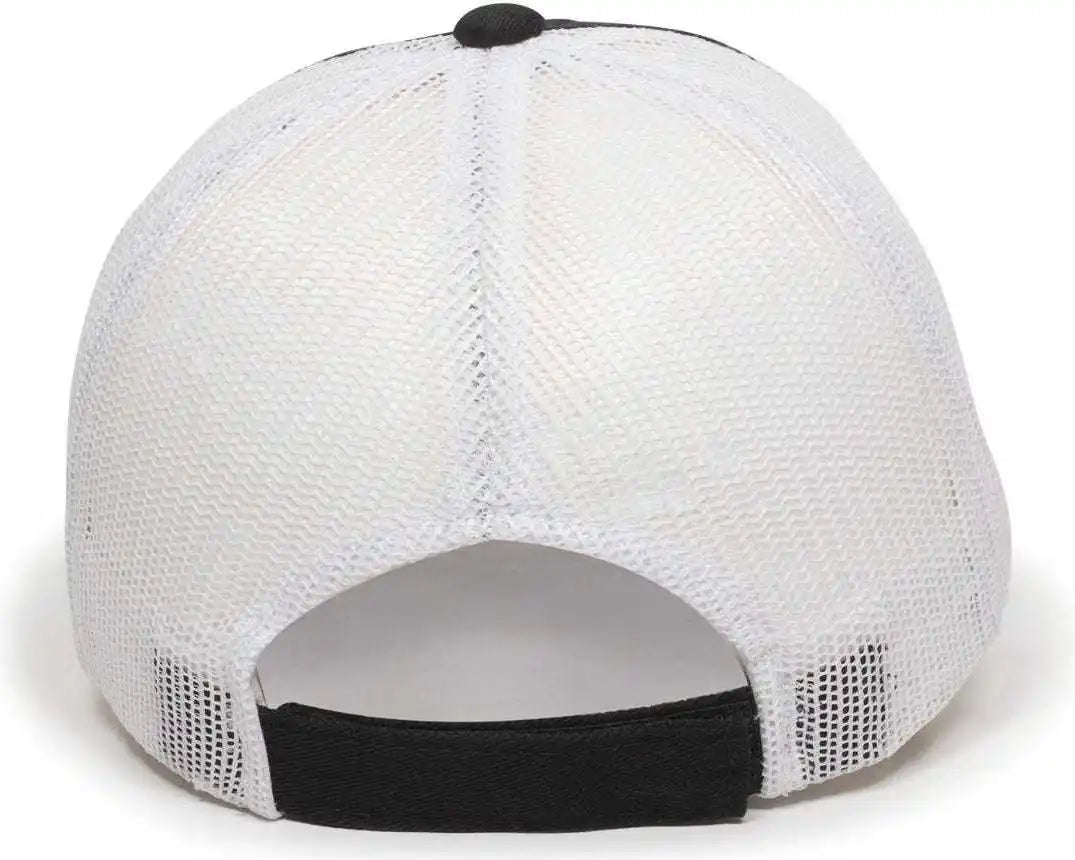 Oc Sports Fwt-130 Garment Wash Mesh Back Baseball Cap - Black White