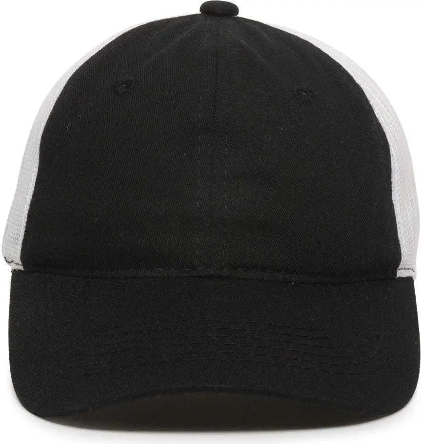 Oc Sports Fwt-130 Garment Wash Mesh Back Baseball Cap - Black White