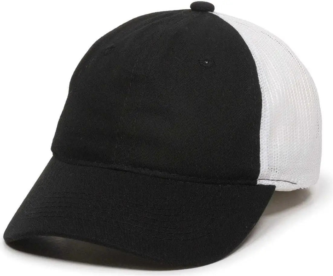 Oc Sports Fwt-130 Garment Wash Mesh Back Baseball Cap - Black White