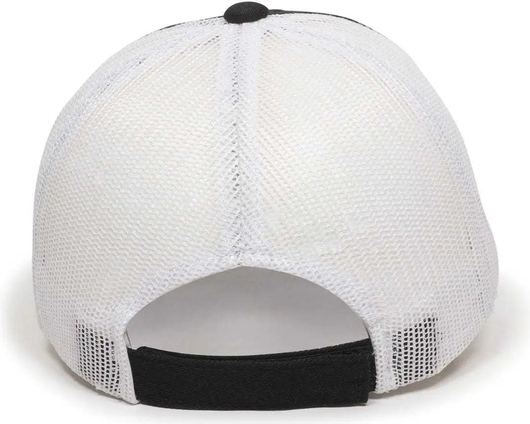 Oc Sports Fwt-130 Garment Wash Mesh Back Baseball Cap - Black White