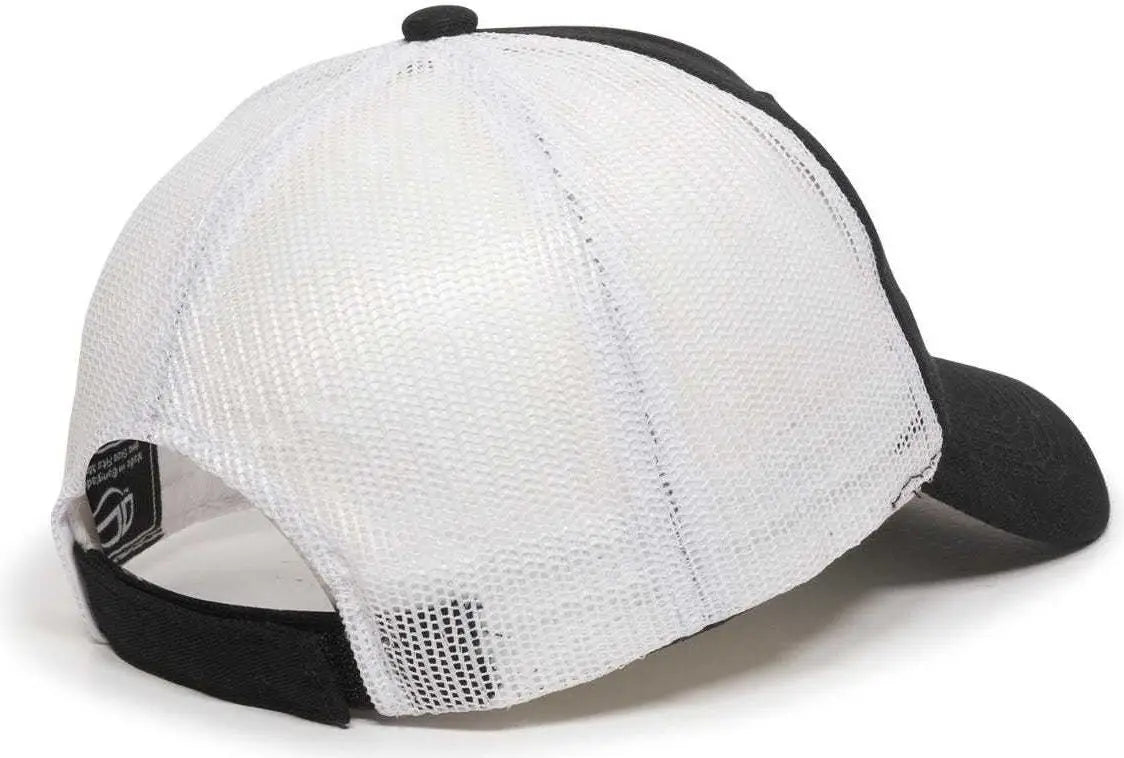 Oc Sports Fwt-130 Garment Wash Mesh Back Baseball Cap - Black White