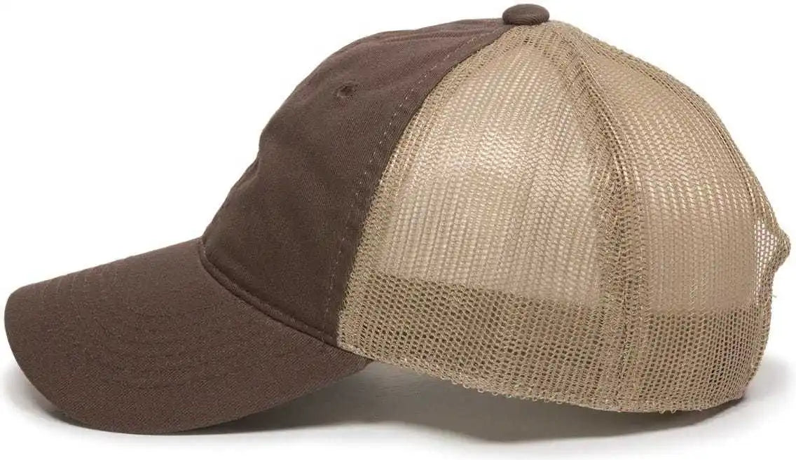Oc Sports Fwt-130 Garment Wash Mesh Back Baseball Cap - Brown Tan - 6 7/8’’ - 7 1/2’’