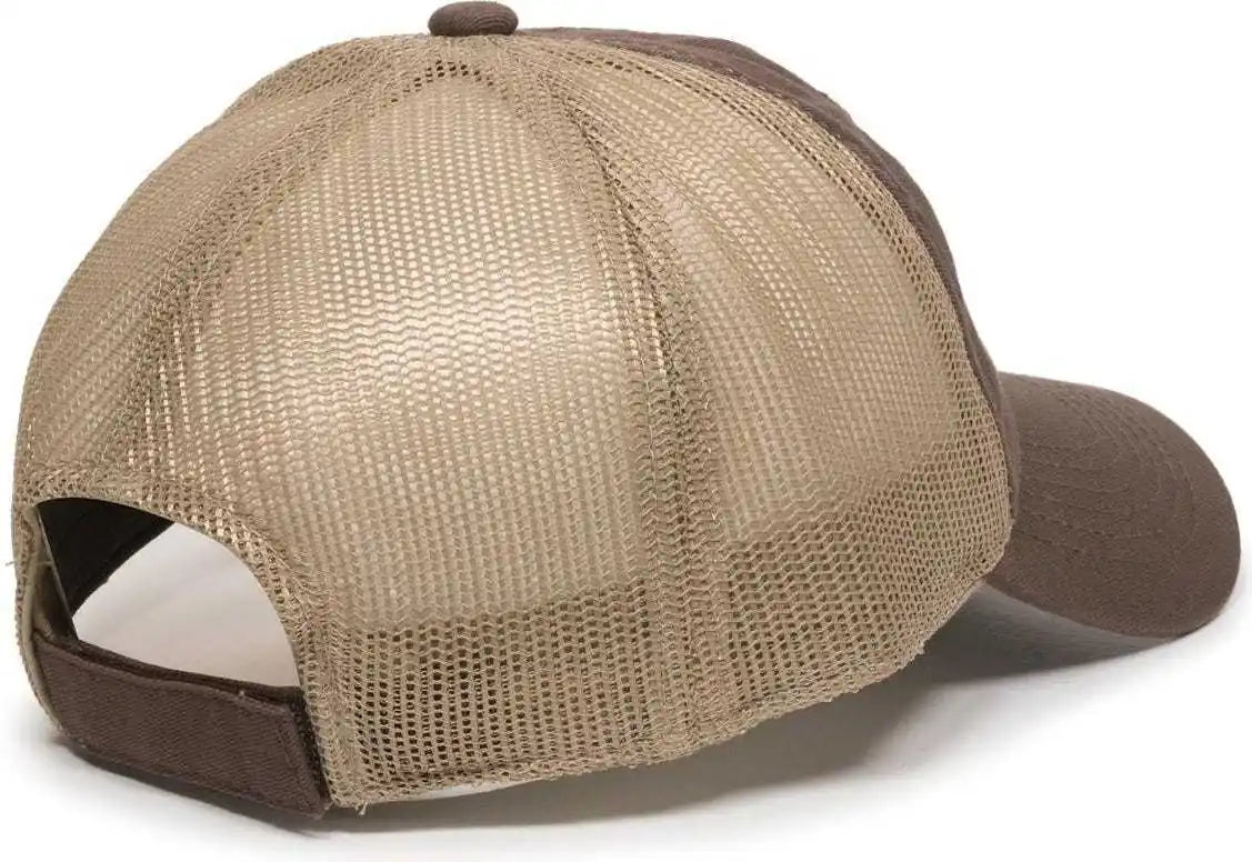 Oc Sports Fwt-130 Garment Wash Mesh Back Baseball Cap - Brown Tan - 6 7/8’’ - 7 1/2’’