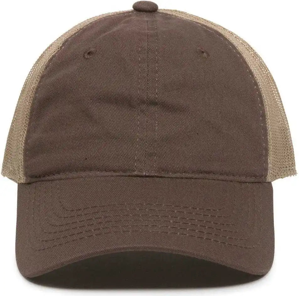 Oc Sports Fwt-130 Garment Wash Mesh Back Baseball Cap - Brown Tan - 6 7/8’’ - 7 1/2’’