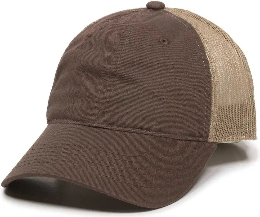 Oc Sports Fwt-130 Garment Wash Mesh Back Baseball Cap - Brown Tan - 6 7/8’’ - 7 1/2’’