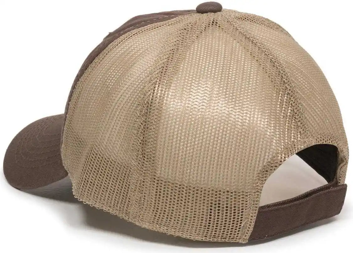 Oc Sports Fwt-130 Garment Wash Mesh Back Baseball Cap - Brown Tan - 6 7/8’’ - 7 1/2’’