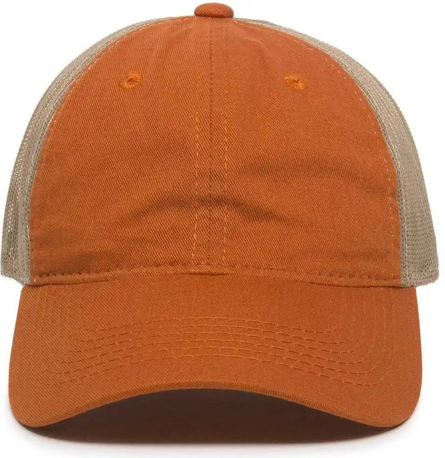 Oc Sports Fwt 130 Garment Wash Mesh Back Baseball Cap Bt Orange Tan Burnt / 6 7/8’’ 7 1/2’’