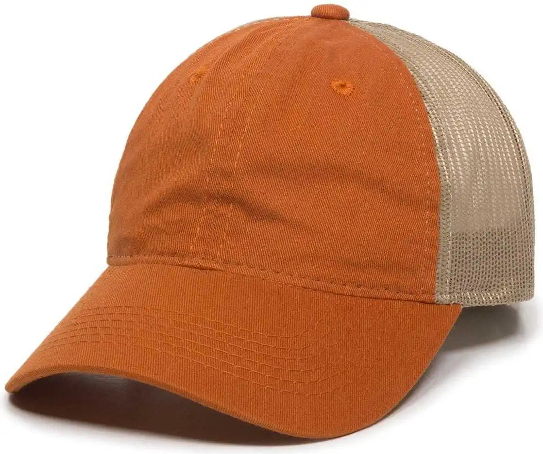 Oc Sports Fwt 130 Garment Wash Mesh Back Baseball Cap Bt Orange Tan Burnt / 6 7/8’’ 7 1/2’’