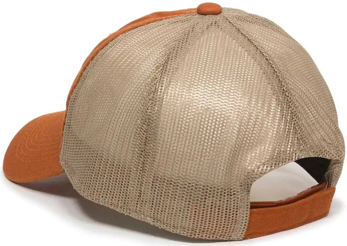 Oc Sports Fwt 130 Garment Wash Mesh Back Baseball Cap Bt Orange Tan Burnt / 6 7/8’’ 7 1/2’’