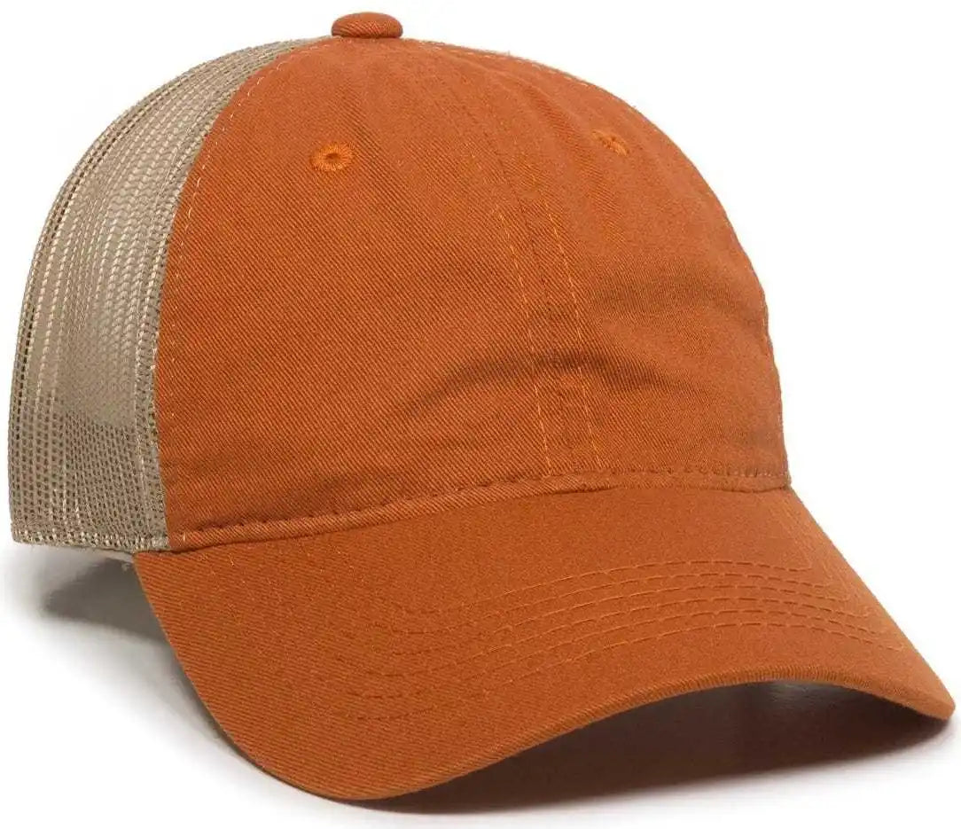 Oc Sports Fwt 130 Garment Wash Mesh Back Baseball Cap Bt Orange Tan Burnt / 6 7/8’’ 7 1/2’’