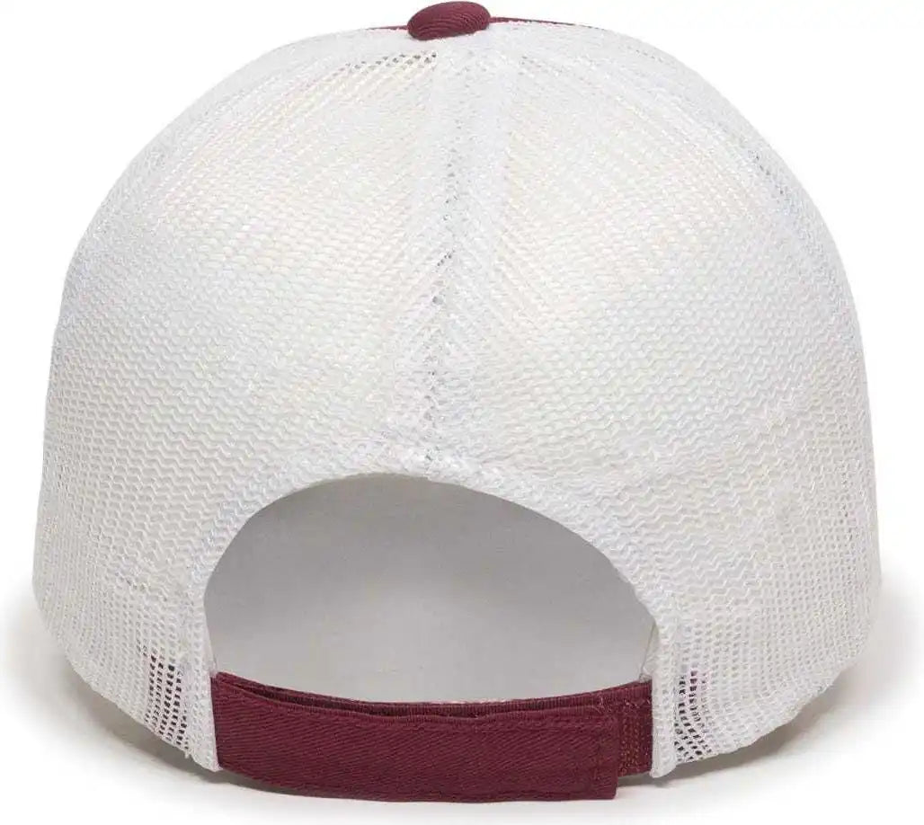 Oc Sports Fwt-130 Garment Wash Mesh Back Baseball Cap - Burgundy White