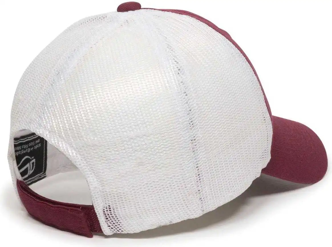 Oc Sports Fwt-130 Garment Wash Mesh Back Baseball Cap - Burgundy White