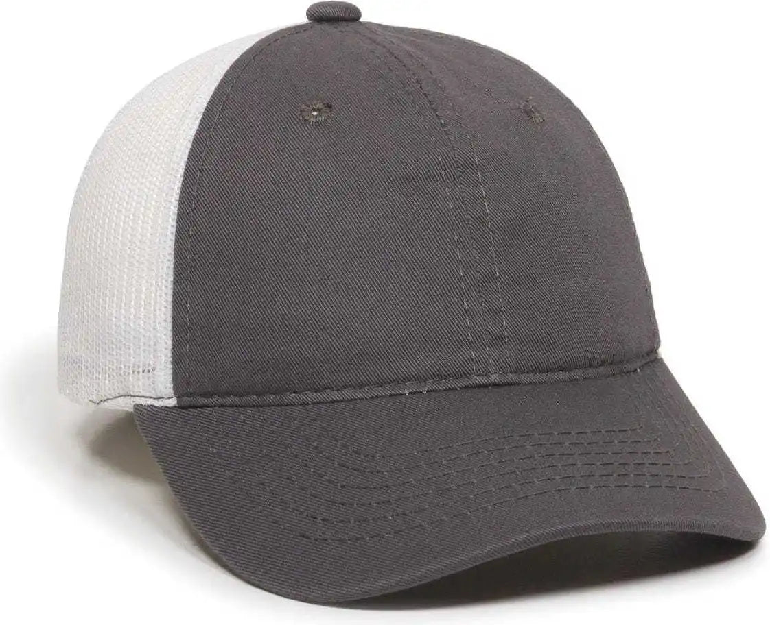 Oc Sports Fwt-130 Garment Wash Mesh Back Baseball Cap - Charcoal White - Dark Gray / 6 3/8’’ - 7’’