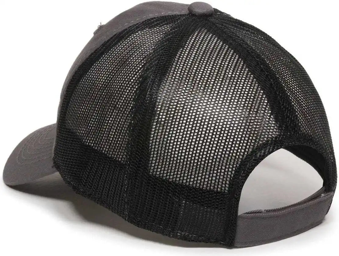 Oc Sports Fwt-130 Garment Wash Mesh Back Baseball Cap - Charcoal Black - Dark Gray / 6 7/8’’ - 7 1/2’’