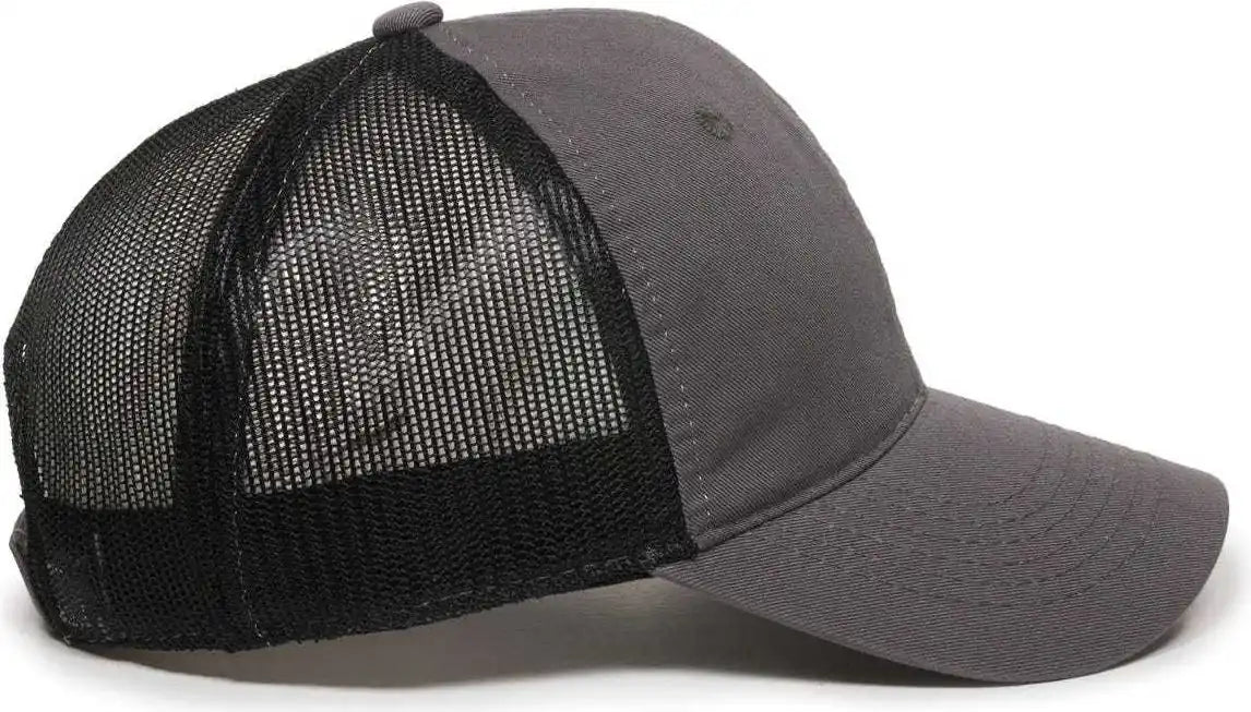 Oc Sports Fwt-130 Garment Wash Mesh Back Baseball Cap - Charcoal Black - Dark Gray / 6 7/8’’ - 7 1/2’’