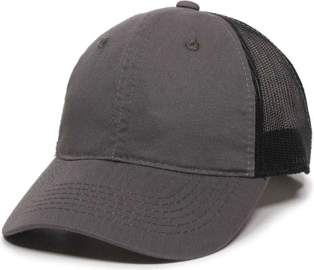Oc Sports Fwt-130 Garment Wash Mesh Back Baseball Cap - Charcoal Black - Dark Gray / 6 7/8’’ - 7 1/2’’