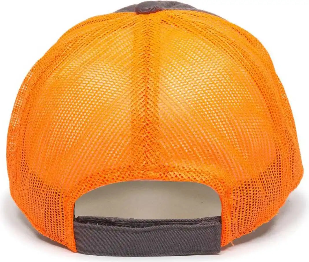 Oc Sports Fwt-130 Garment Wash Mesh Back Baseball Cap - Charcoal Orange - Dark Gray / 6 7/8’’ - 7 1/2’’