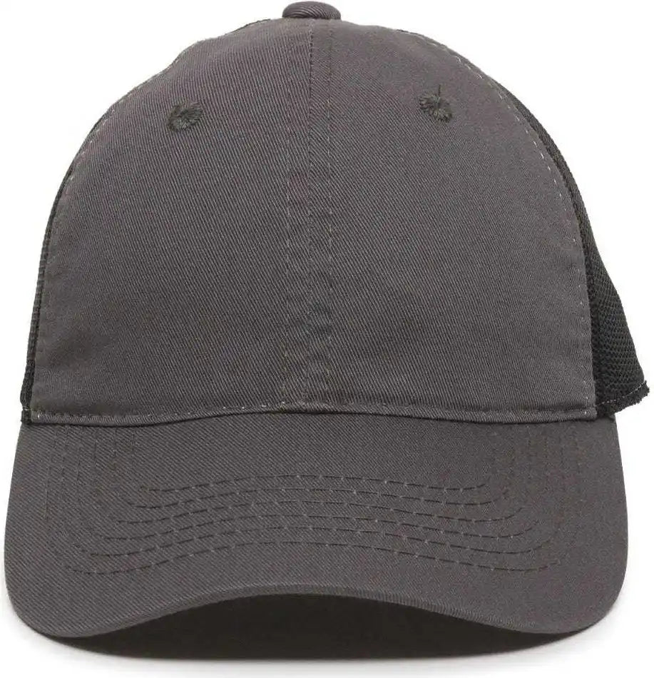 Oc Sports Fwt-130 Garment Wash Mesh Back Baseball Cap - Charcoal Black - Dark Gray / 6 7/8’’ - 7 1/2’’