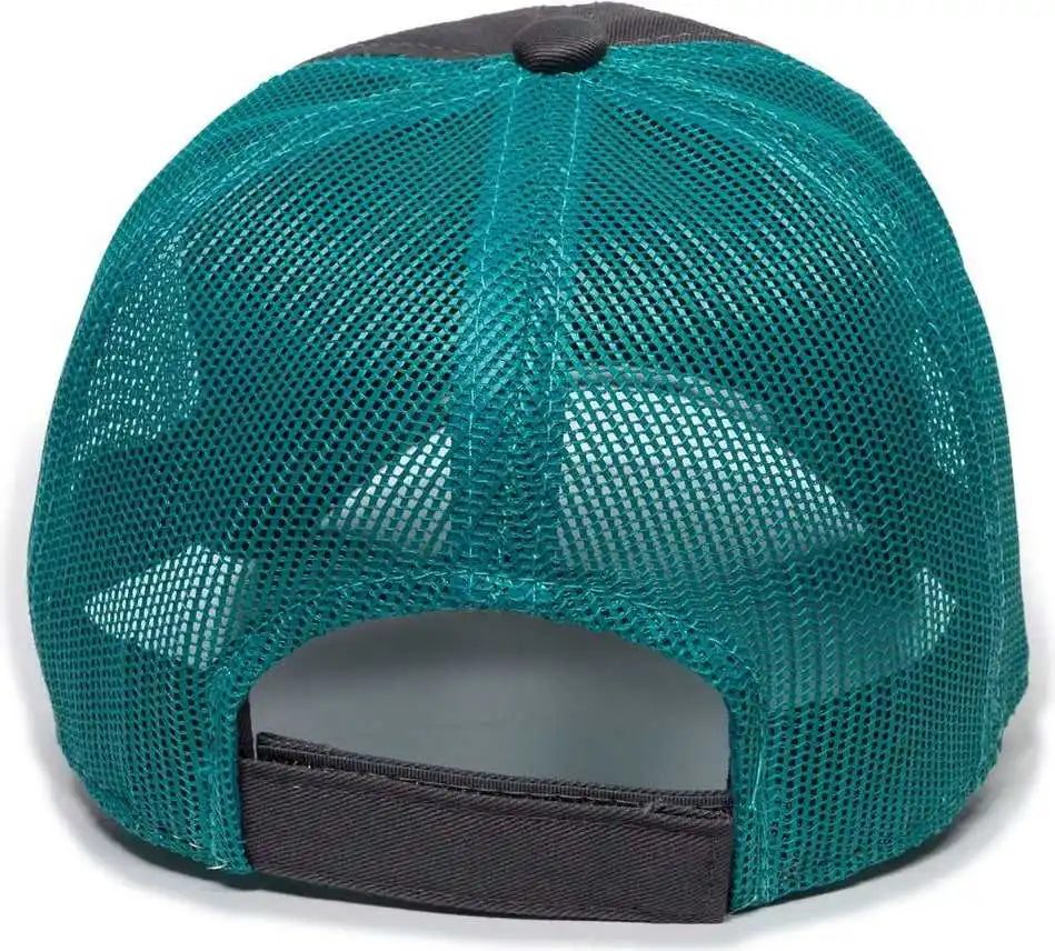 Oc Sports Fwt-130 Garment Wash Mesh Back Baseball Cap - Charcoal Aqua - Dark Gray / Adult
