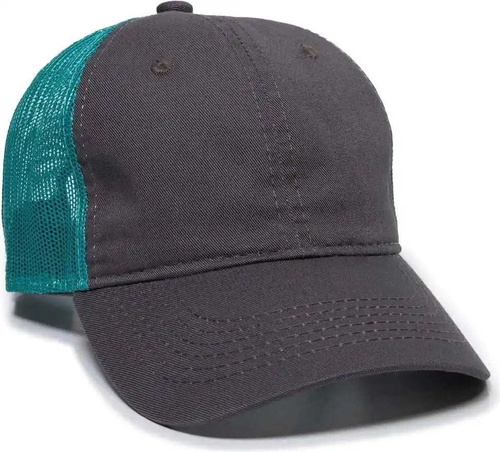 Oc Sports Fwt-130 Garment Wash Mesh Back Baseball Cap - Charcoal Aqua - Dark Gray / Adult