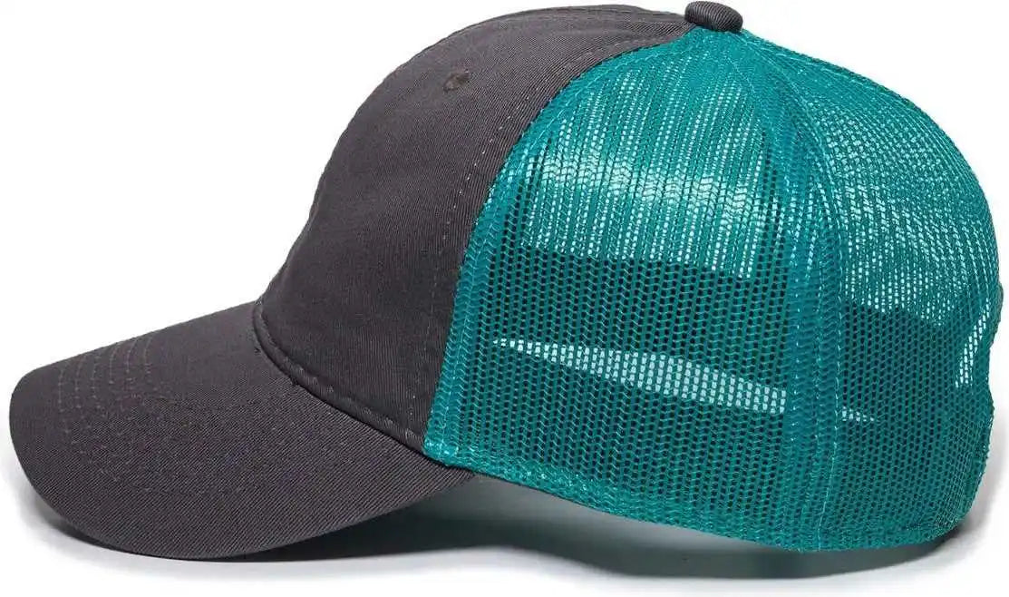 Oc Sports Fwt-130 Garment Wash Mesh Back Baseball Cap - Charcoal Aqua - Dark Gray / Adult