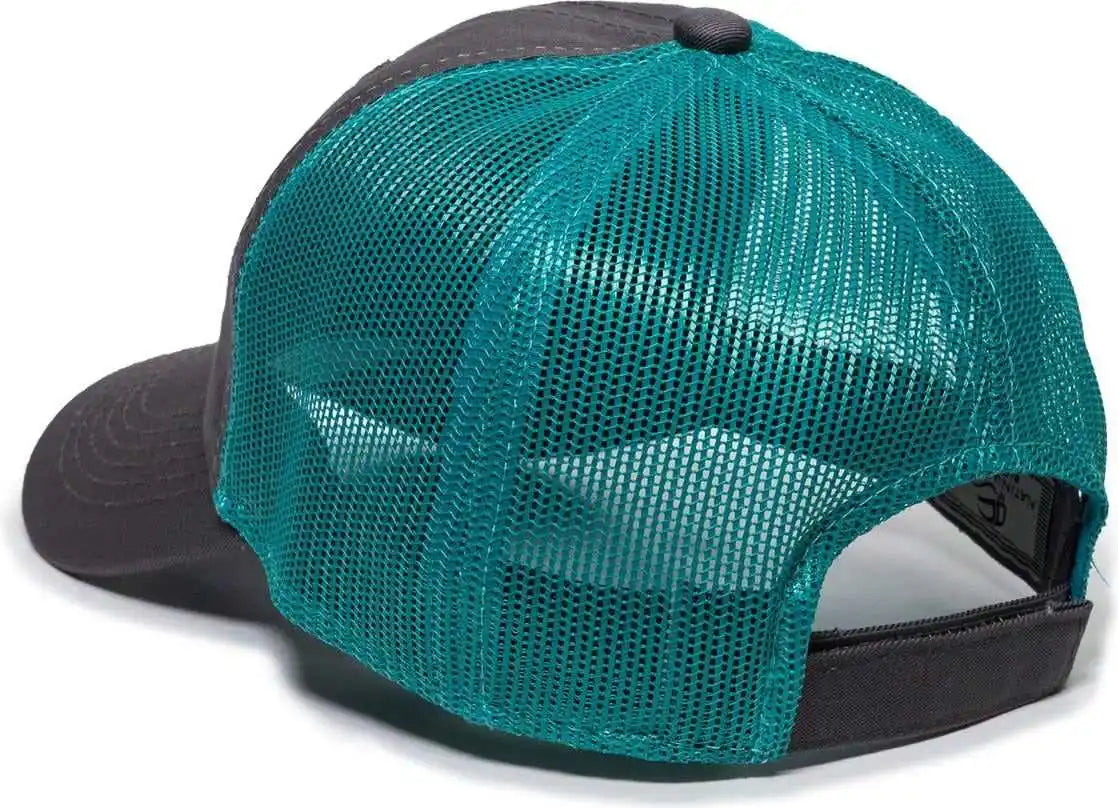 Oc Sports Fwt-130 Garment Wash Mesh Back Baseball Cap - Charcoal Aqua - Dark Gray / Adult