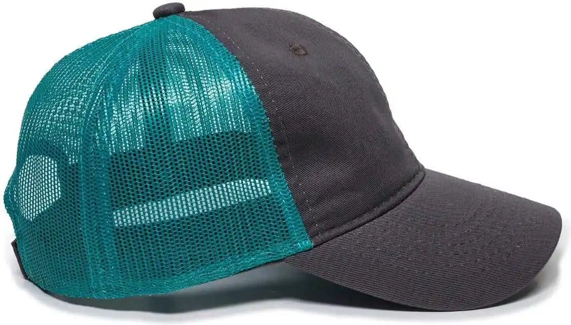Oc Sports Fwt-130 Garment Wash Mesh Back Baseball Cap - Charcoal Aqua - Dark Gray / Adult