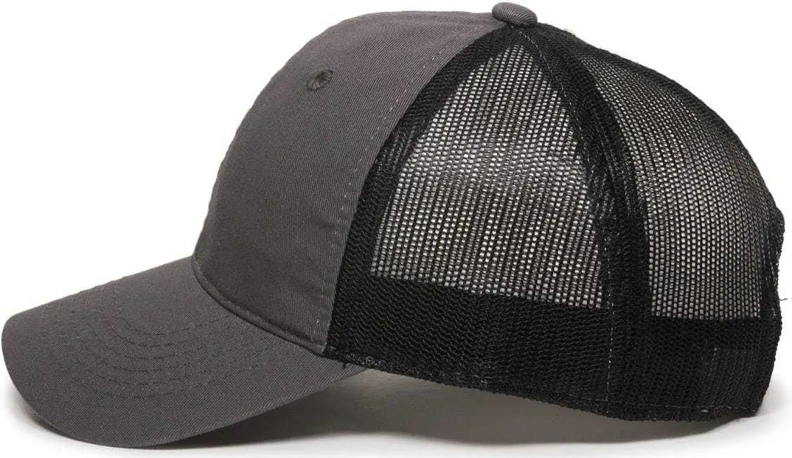 Oc Sports Fwt-130 Garment Wash Mesh Back Baseball Cap - Charcoal Black - Dark Gray / 6 7/8’’ - 7 1/2’’