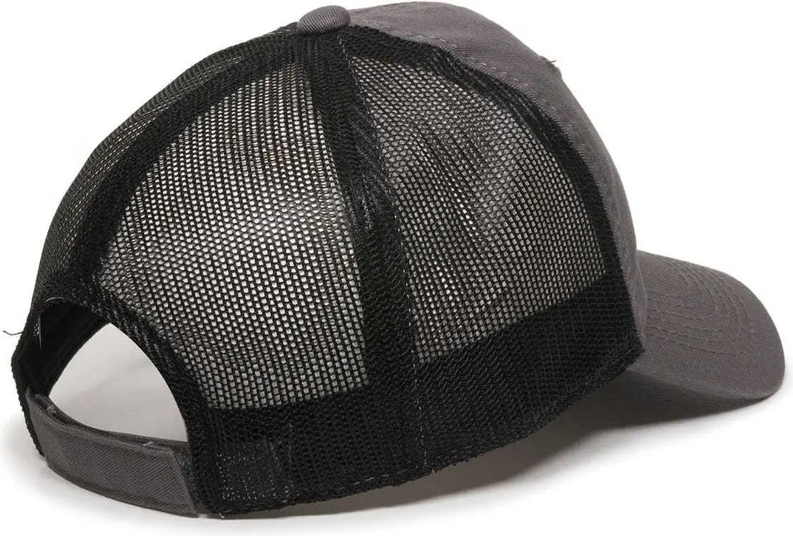 Oc Sports Fwt-130 Garment Wash Mesh Back Baseball Cap - Charcoal Black - Dark Gray / 6 7/8’’ - 7 1/2’’