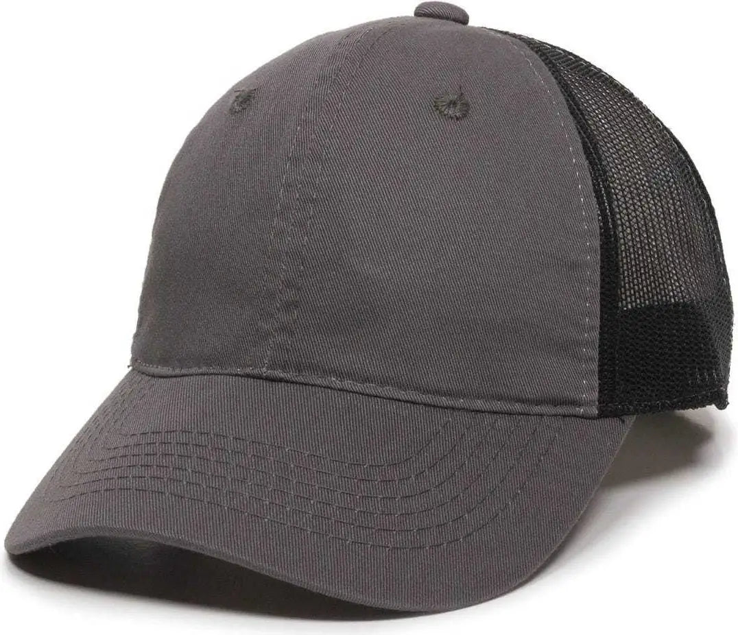 Oc Sports Fwt-130 Garment Wash Mesh Back Baseball Cap - Charcoal Black - Dark Gray / 6 7/8’’ - 7 1/2’’