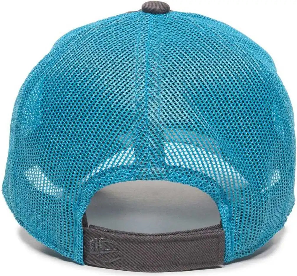 Oc Sports Fwt-130 Garment Wash Mesh Back Baseball Cap - Charcoal Neon Blue - Dark Gray / 6 7/8’’ - 7 1/2’’