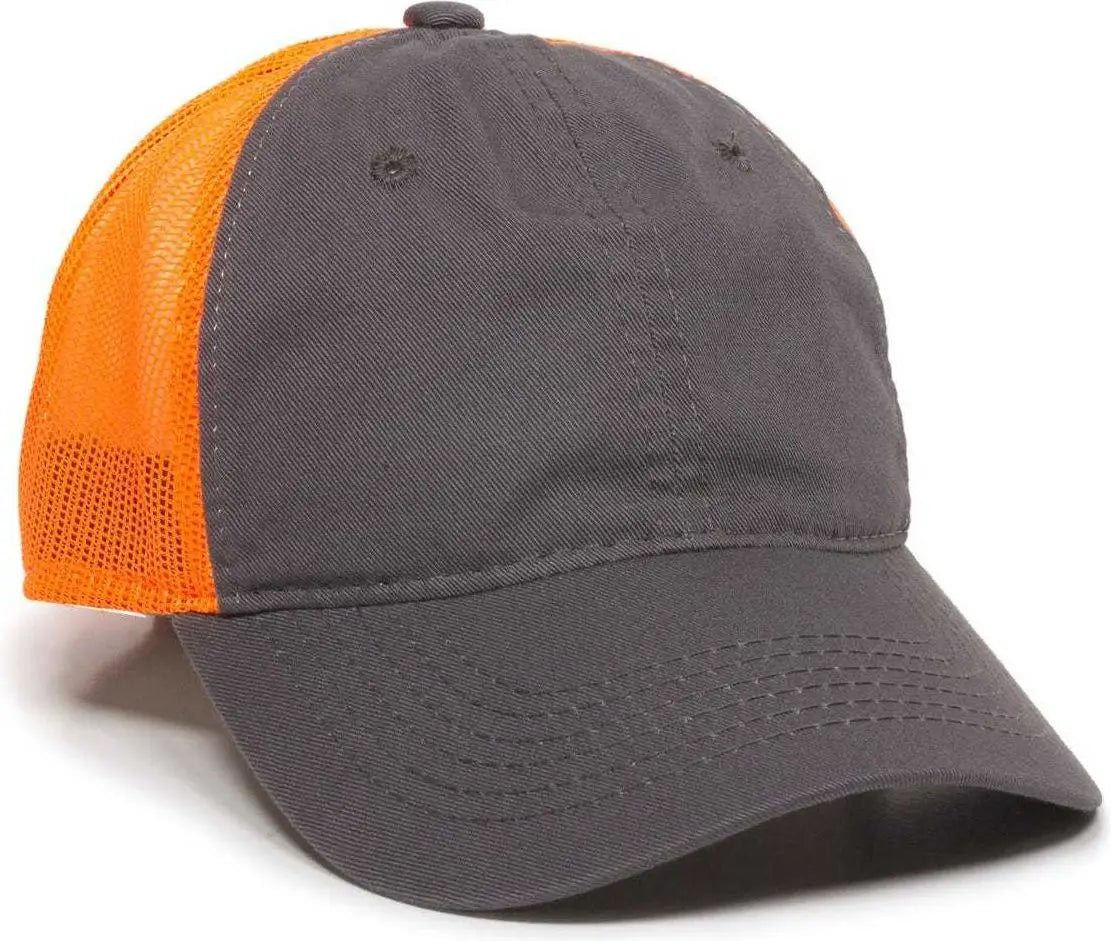 Oc Sports Fwt-130 Garment Wash Mesh Back Baseball Cap - Charcoal Orange - Dark Gray / 6 7/8’’ - 7 1/2’’