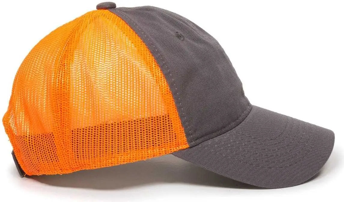 Oc Sports Fwt-130 Garment Wash Mesh Back Baseball Cap - Charcoal Orange - Dark Gray / 6 7/8’’ - 7 1/2’’