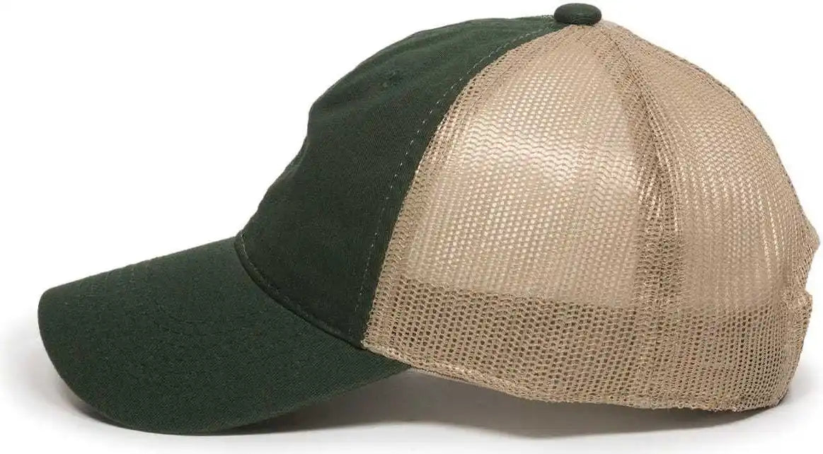 Oc Sports Fwt-130 Garment Wash Mesh Back Baseball Cap - Dark Green Tan - Forest / 6 7/8’’ - 7 1/2’’