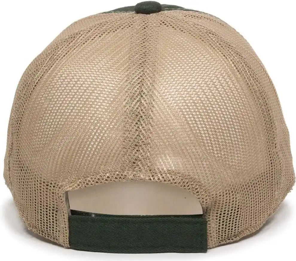 Oc Sports Fwt-130 Garment Wash Mesh Back Baseball Cap - Dark Green Tan - Forest / 6 7/8’’ - 7 1/2’’